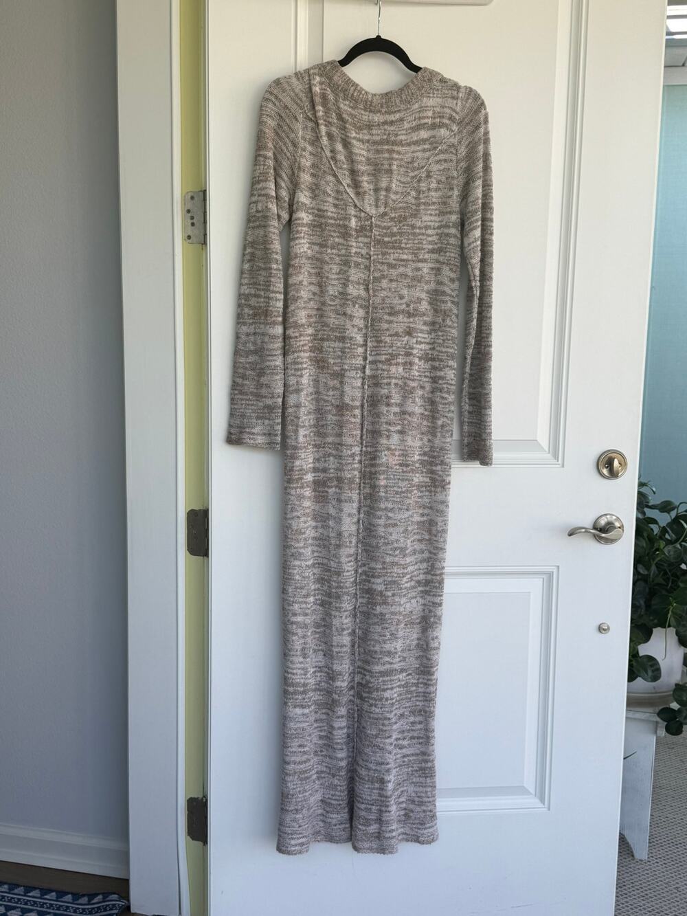 Free People Beige Cream Brown Half Button Cardigan Sweater Size Medium